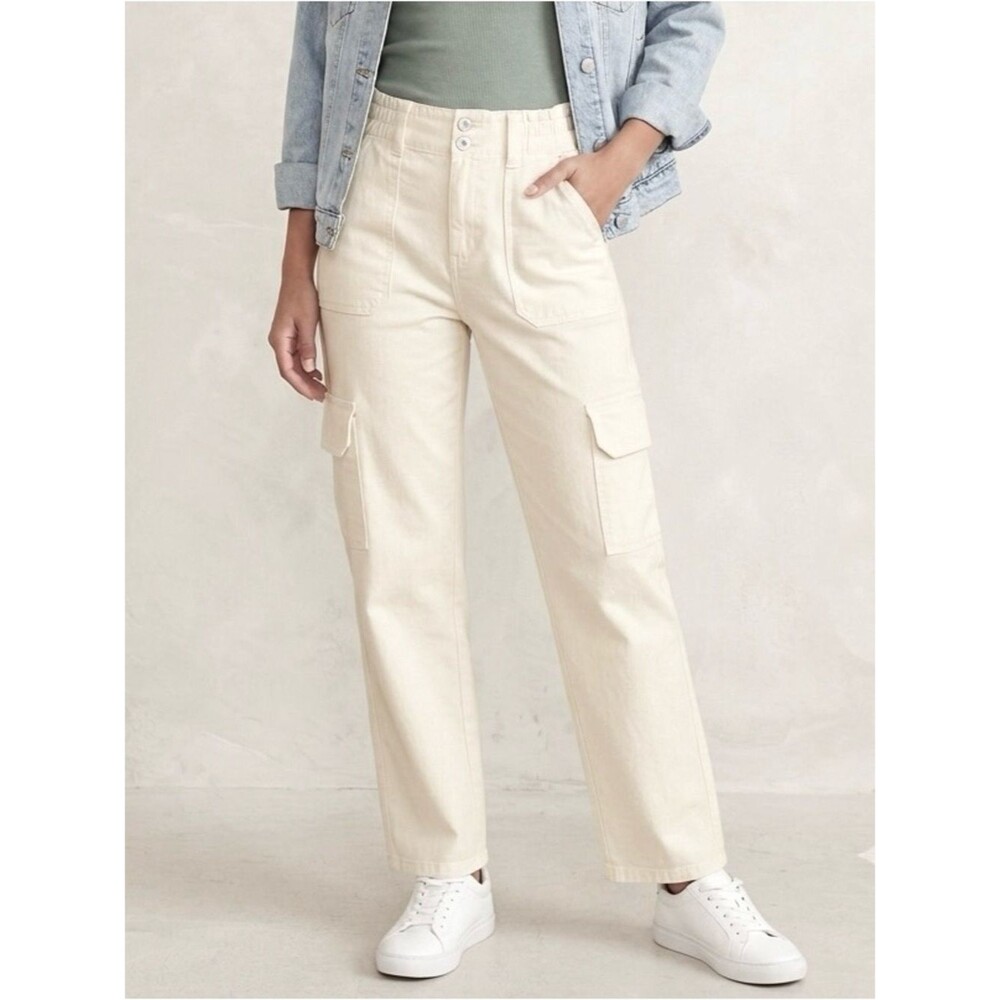 RE Generation by Celebrity Pink Off White Utility Cargo Relaxed Fit Pants SZ 26